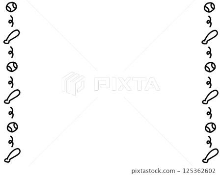 手繪可愛的蝙蝠和棒球球線框 手繪可愛的蝙蝠和棒球球線框 125362602