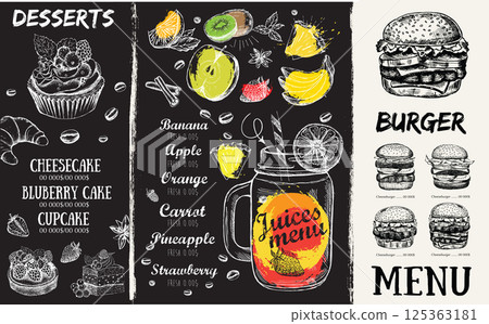 menu, food, vector 125363181