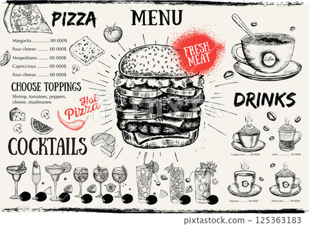 menu, food, vector 125363183