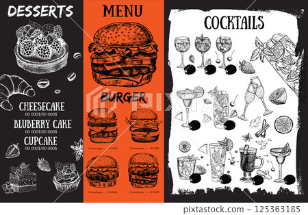 Restaurant cafe menu, template design. Food flyer. Restaurant cafe menu, template design. Food flyer. 125363185