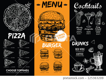 menu, food, vector 125363209