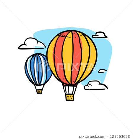 Albuquerque International Balloon Fiesta illustration in an doodle inca cartoon style. Simple minimalist drawing of Albuquerque International Balloon Fiesta 125363638