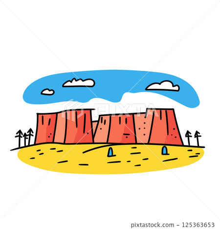 Bryce Canyon illustration in an doodle inca cartoon style. Simple minimalist drawing of Bryce Canyon 125363653