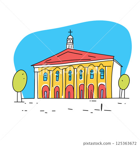 Faneuil Hall Marketplace illustration in an doodle inca cartoon style. Simple minimalist drawing of Faneuil Hall Marketplace Faneuil Hall Marketplace illustration in an doodle inca cartoon style. Simple minimalist drawing of Faneuil Hall Marketplace 125363672