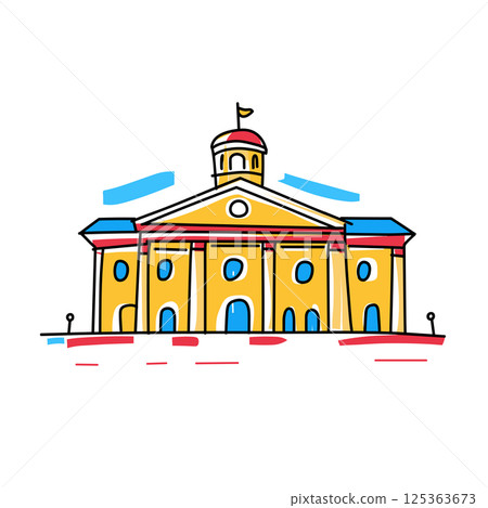 Faneuil Hall Marketplace illustration in an doodle inca cartoon style. Simple minimalist drawing of Faneuil Hall Marketplace Faneuil Hall Marketplace illustration in an doodle inca cartoon style. Simple minimalist drawing of Faneuil Hall Marketplace 125363673
