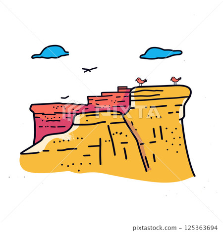 Grand Canyon illustration in an doodle inca cartoon style. Simple minimalist drawing of Grand Canyon 125363694