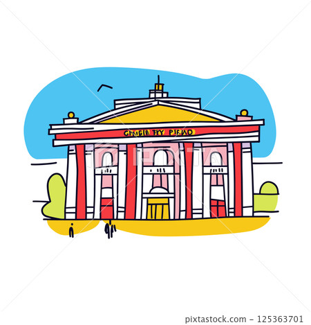 Grand Central Terminal illustration in an doodle inca cartoon style. Simple minimalist drawing of Grand Central Terminal Grand Central Terminal illustration in an doodle inca cartoon style. Simple minimalist drawing of Grand Central Terminal 125363701