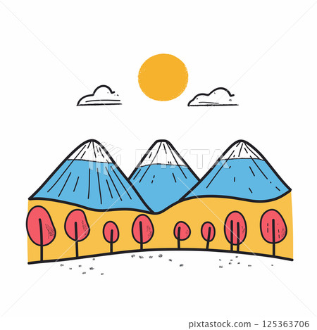 Great Smoky Mountains illustration in an doodle inca cartoon style. Simple minimalist drawing of Great Smoky Mountains Great Smoky Mountains illustration in an doodle inca cartoon style. Simple minimalist drawing of Great Smoky Mountains 125363706