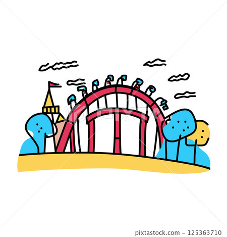 Hersheypark illustration in an doodle inca cartoon style. Simple minimalist drawing of Hersheypark Hersheypark illustration in an doodle inca cartoon style. Simple minimalist drawing of Hersheypark 125363710