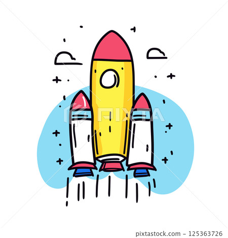 Kennedy Space Center illustration in an doodle inca cartoon style. Simple minimalist drawing of Kennedy Space Center 125363726