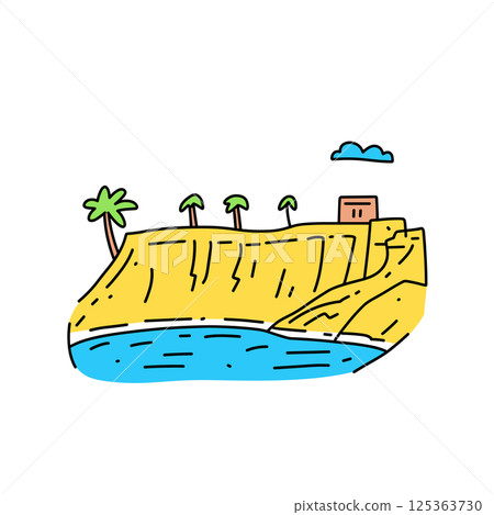 La Jolla Cove illustration in an doodle inca cartoon style. Simple minimalist drawing of La Jolla Cove 125363730