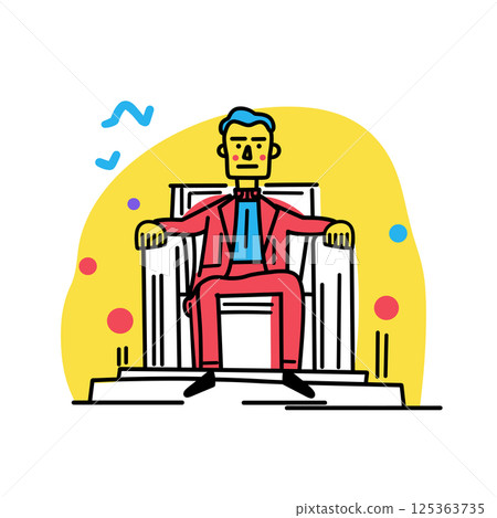 Lincoln Memorial illustration in an doodle inca cartoon style. Simple minimalist drawing of Lincoln Memorial 125363735