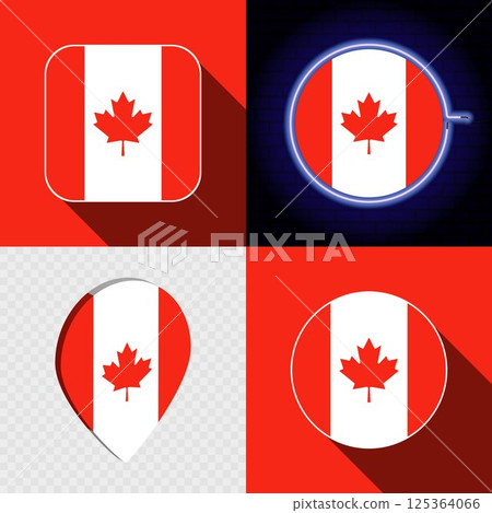 Set of modern icons with the national flag of Canada. Set of modern icons with the national flag of Canada. 125364066