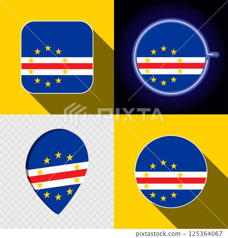 Set of modern icons with the national flag of Cape Verde. Set of modern icons with the national flag of Cape Verde. 125364067