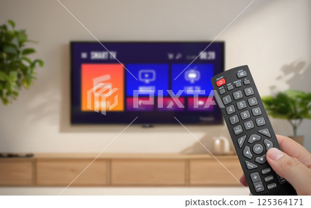 Watching TV, VOD service on TV. 125364171