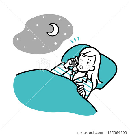 睡眠、睡眠障礙、生活方式、女性插畫 125364303
