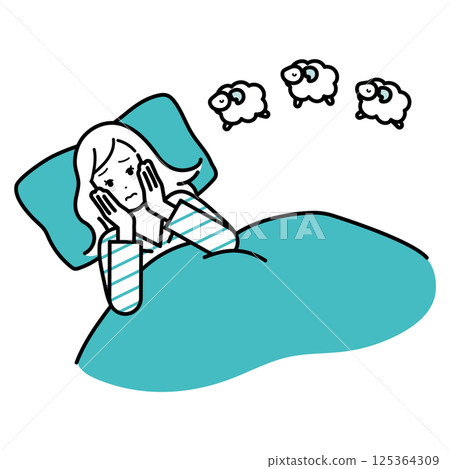 Sleep insomnia lifestyle female illustration 125364309