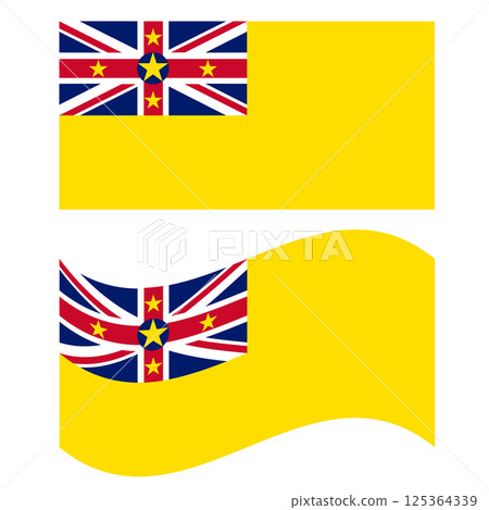 Waving flag of Niue. Niue flag on white background. Niue Flag. flat style. 125364339