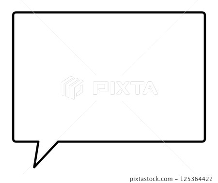 A simple, horizontally elongated, rectangular speech bubble with an opening at the bottom left. A simple, horizontally elongated, rectangular speech bubble with an opening at the bottom left. 125364422