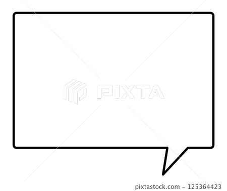 A simple, horizontally elongated, rectangular speech bubble with an opening at the bottom right. A simple, horizontally elongated, rectangular speech bubble with an opening at the bottom right. 125364423