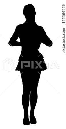 Silhouette of a Girl in School Uniform 125364466