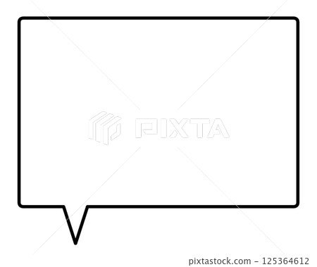 A simple, horizontally elongated, rectangular speech bubble with an opening at the bottom left. A simple, horizontally elongated, rectangular speech bubble with an opening at the bottom left. 125364612