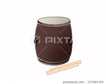日本鼓和鼓槌的插圖 日本鼓和鼓槌的插圖 125365103