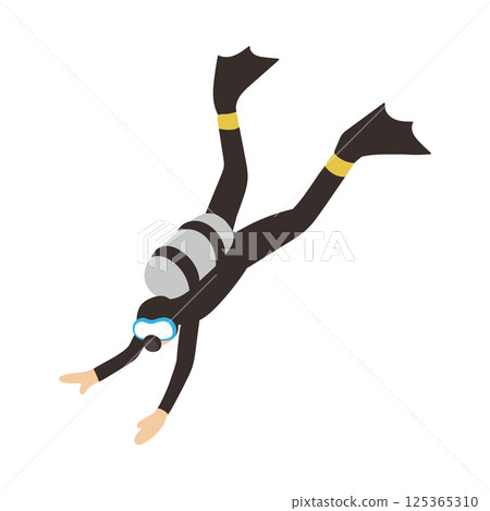 潛水員向下潛水的插圖 潛水員向下潛水的插圖 125365310