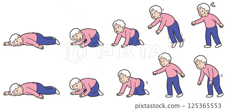 Grandmother's educational material style vector illustration set / Fall risk edition Grandmother's educational material style vector illustration set / Fall risk edition 125365553