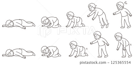 單色線條畫向量插圖集祖母/跌倒風險 單色線條畫向量插圖集祖母/跌倒風險 125365554