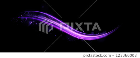 A beautiful Purple Wave Design enhanced with Sparkles set against a rich Black Background that captivates viewers A beautiful Purple Wave Design enhanced with Sparkles set against a rich Black Background that captivates viewers 125366008