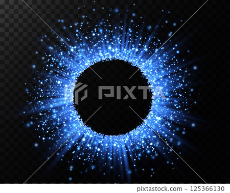 A Stunning, Radiant Blue Sparkling Circle that is Enhanced with Dynamic and Captivating Light Effects all around 125366130