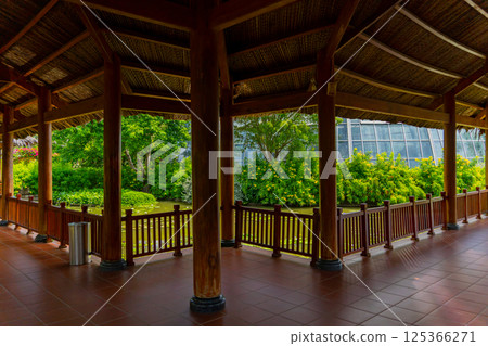 Gazebo on the pond. 125366271