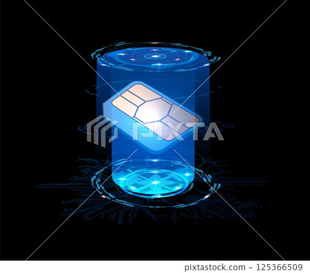 3D vector illustration of mobile sim card. Embedded chip. 125366509