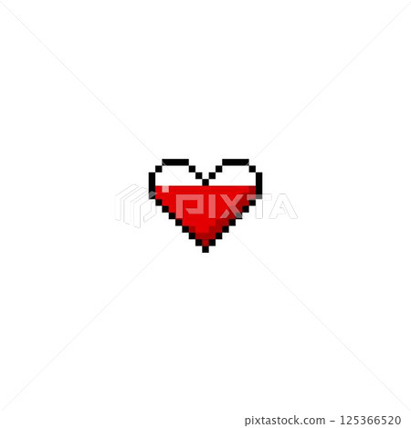 Progress bar game menu from heart symbol pixel art, vector retro 8 bit almost full level scale of life, energy, health Progress bar game menu from heart symbol pixel art, vector retro 8 bit almost full level scale of life, energy, health 125366520