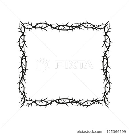 Vector illustration of black empty square frame with sharp thorns. Vector illustration of black empty square frame with sharp thorns. 125366599