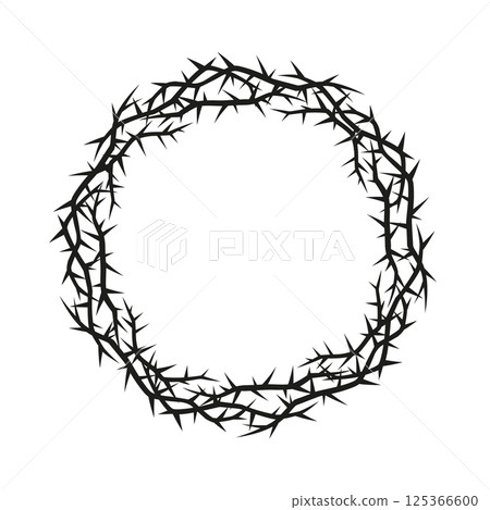 Abstract black round frame with sharp thorns. Crown of thorns. Abstract black round frame with sharp thorns. Crown of thorns. 125366600