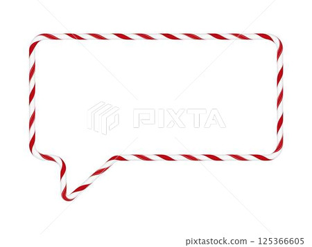 Empty rectangular dialog box made of striped candy cane. 125366605