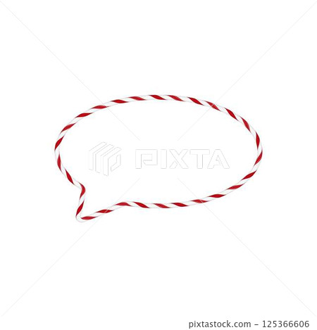 Christmas candy cane speech bubble with red and white twisted stripes, chatting box candy pattern vector festive message Christmas candy cane speech bubble with red and white twisted stripes, chatting box candy pattern vector festive message 125366606