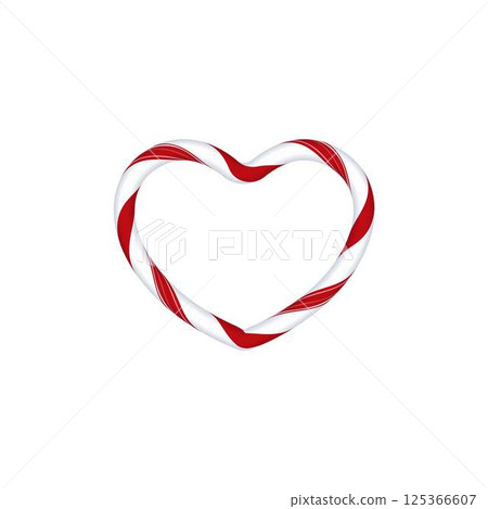 Christmas candy cane heart frame with red white twisted stripes, vector romantic border with striped lollipop pattern Christmas candy cane heart frame with red white twisted stripes, vector romantic border with striped lollipop pattern 125366607