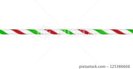 Christmas candy cane wave line from red, white and green twisted stripes, candy lollipop pattern vector festive design 125366608