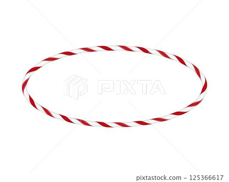 Christmas candy cane oval frame with red white twisted stripes, vector round border with striped candy lollipop pattern Christmas candy cane oval frame with red white twisted stripes, vector round border with striped candy lollipop pattern 125366617