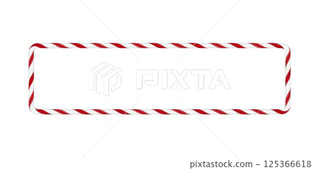 Christmas candy cane rectangle frame with red white twisted stripes, vector New Year festive border lollipop pattern Christmas candy cane rectangle frame with red white twisted stripes, vector New Year festive border lollipop pattern 125366618