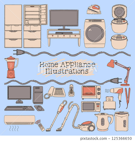 Illustration set of simple home appliances 125366650