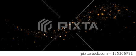 Golden particles float against a dark background, creating a captivating texture and stunning visual effect Golden particles float against a dark background, creating a captivating texture and stunning visual effect 125366751