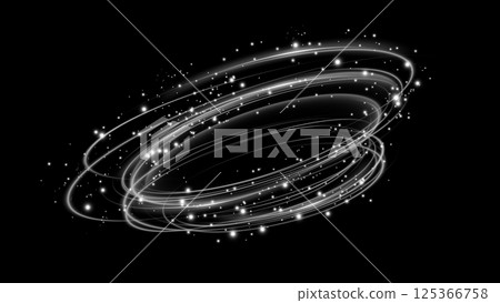 Breathtaking Dynamic Swirling Stars and Light Trails Set Against a Deep Black Background for Stunning Visuals 125366758