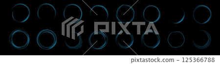 A captivating series of circular light patterns displayed prominently on a contrasting dark background surface 125366788