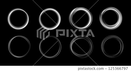 Stunning and Elegant Circular Patterns set against a Black Background, ideal for various design projects 125366797