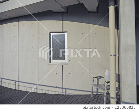 Contemporary feel with exposed concrete walls and windows. 125366823