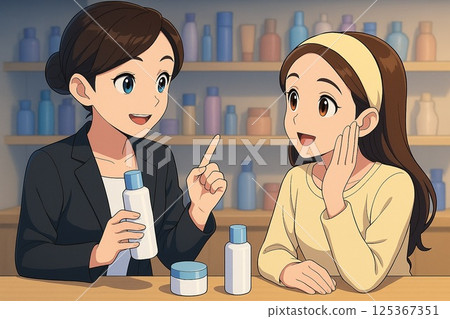 Skin care advice from beauty consultant 125367351